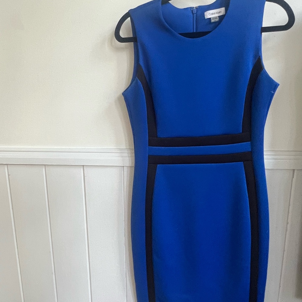 Calvin Klein Blue and Black Midi Dress
